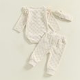 thumbnail image 4 of Odeerbi 0-18 Months Toddler Girls Cotton Outfits Layette Set Solid Color Long Sleeve Bodysuit Bow Sweatpants Headband Three Pieces Set Toddler Girls Clothes, 4 of 8