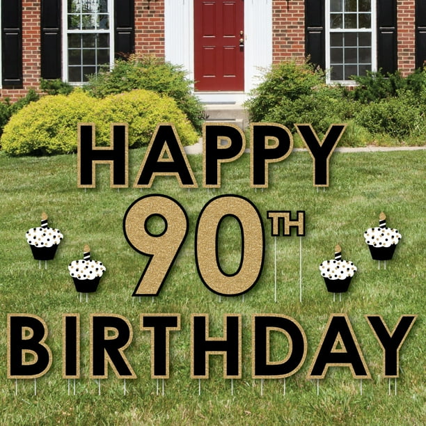 Adult 90th Birthday Gold Yard Sign Outdoor Lawn Decorations Happy Birthday Yard Signs