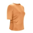 thumbnail image 5 of RYRJJ Women's Half Sleeve Boat Neck Shirts Ruched Side Slim Fit Basic Casual T Shirts Summer Casual Tee Tops(Orange,XXL), 5 of 8