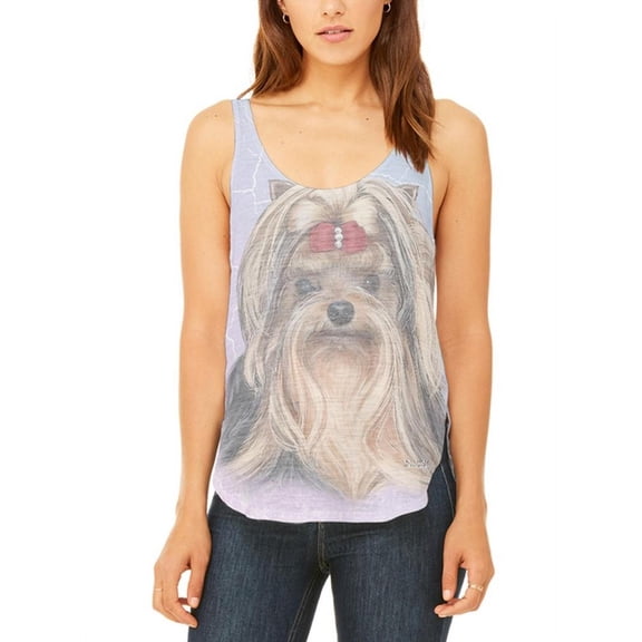 Yorkshire Terrier Live Forever Juniors Flowy Side Slit Tank Top Multi MD