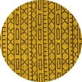 thumbnail image 1 of Ahgly Company Machine Washable Indoor Round Abstract Yellow Modern Area Rugs, 5' Round, 1 of 4