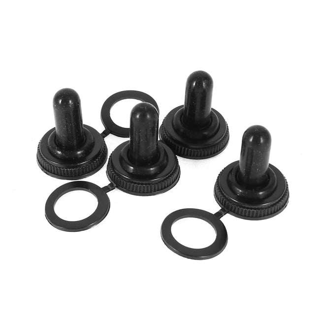Unique Bargains 4 Pcs Capuchon de Protection en Caoutchouc Noir pour Interrupteur à Bascule Étanche 11mm