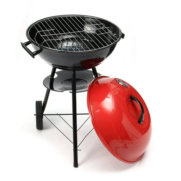 Asador Al Carbon Aquila Circular Con Ruedas Rojo/Negro Genérico A-952