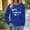 01 Dark Blue, variant on YueHuiYing Women's Oversized Hoodless Sweatshirt with Short English Phrase Print Round Neck Long Sleeves - Everyday Versatile