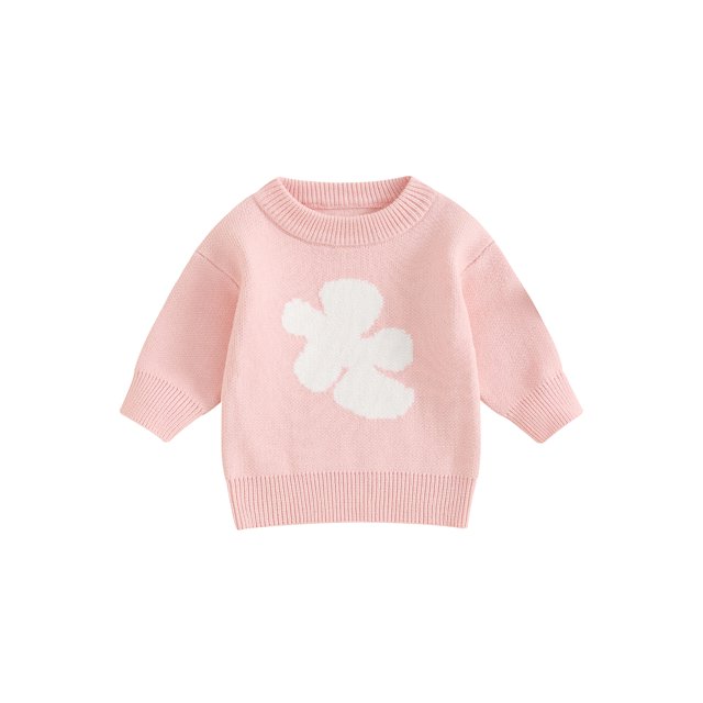 ZAXARRA Bébé Fille Hiver Pull Manches Longues Col Rond Sweat-Shirt Fleur Imprimé Pull Pull-Over