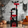 thumbnail image 4 of Yardi Yarda Gothic Cat Tree w/Plush Perch & Spider Dangling Toy, Corner Cat Tree, Cat Climbing Tower, Cat Towers for Indoor Cats-Black & Red, 4 of 8