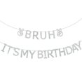 thumbnail image 1 of Cartel de cumpleaños RICHHHA Bruh It's My Birthday, plateado, 2,2 m, 1 of 6