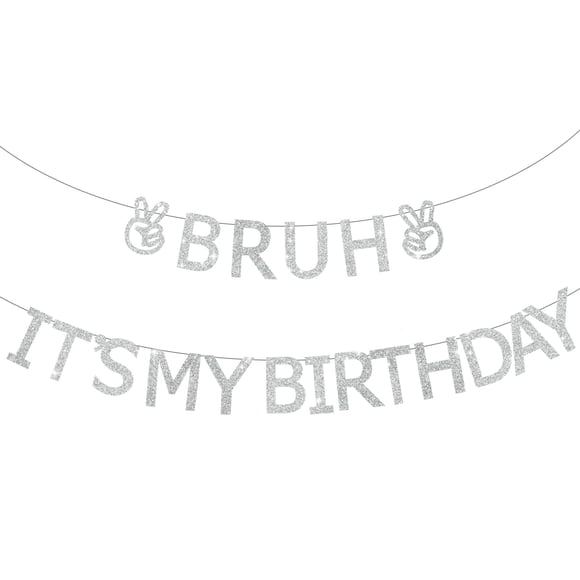 Cartel de cumpleaños RICHHHA Bruh It's My Birthday, plateado, 2,2 m