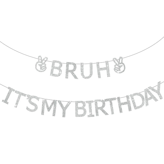 Cartel de cumpleaños RICHHHA Bruh It's My Birthday, plateado, 2,2 m
