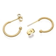 thumbnail image 2 of 10Pair 316 Surgical Stainless Steel Stud Earrings Half Hoop Earrings Ring Real 14K Gold Plated 15x2.5mm Pin: 0.8mm, 2 of 3