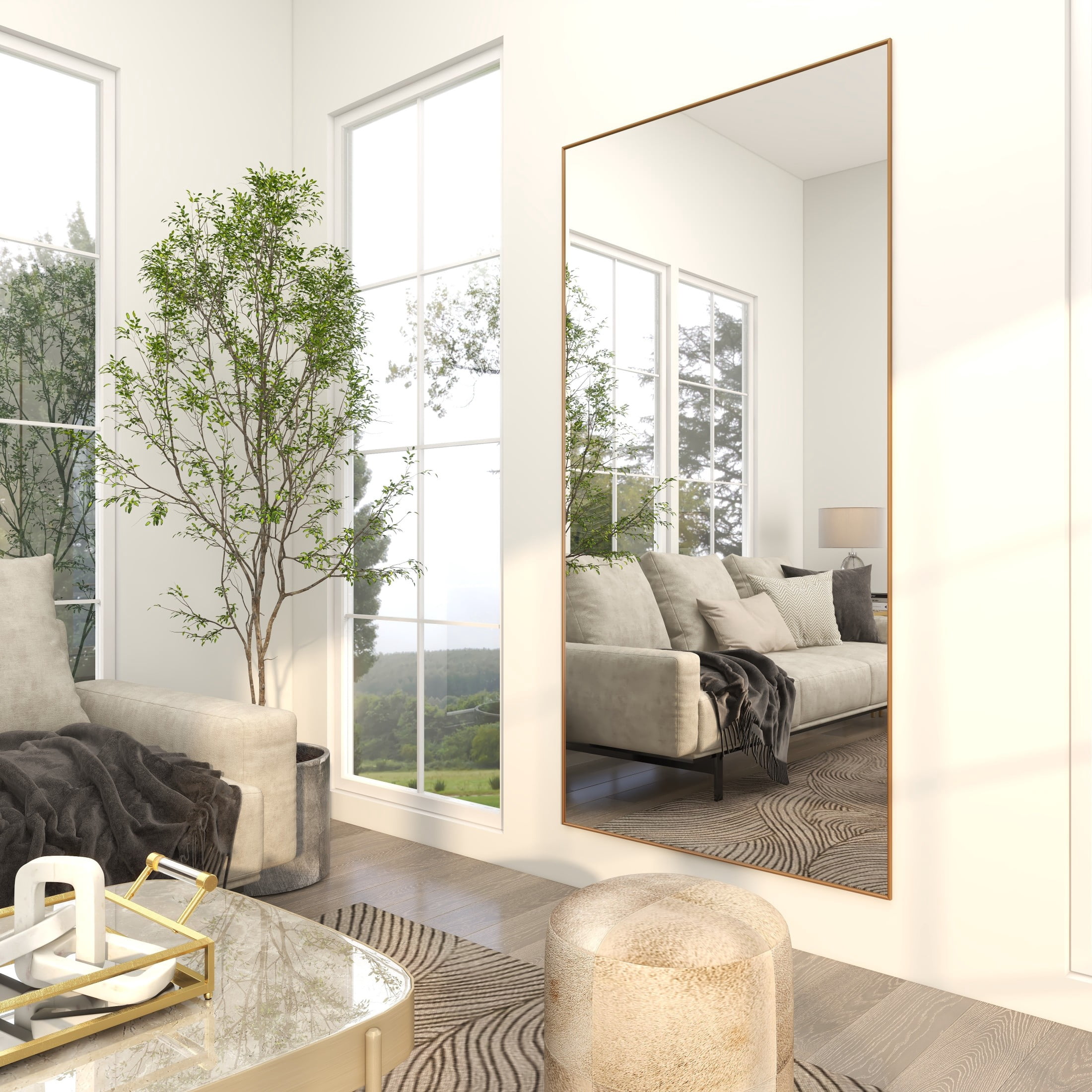 CosmoLiving by Cosmopolitan 40" x 79" Gold Wall Mirror with Thin Frame
