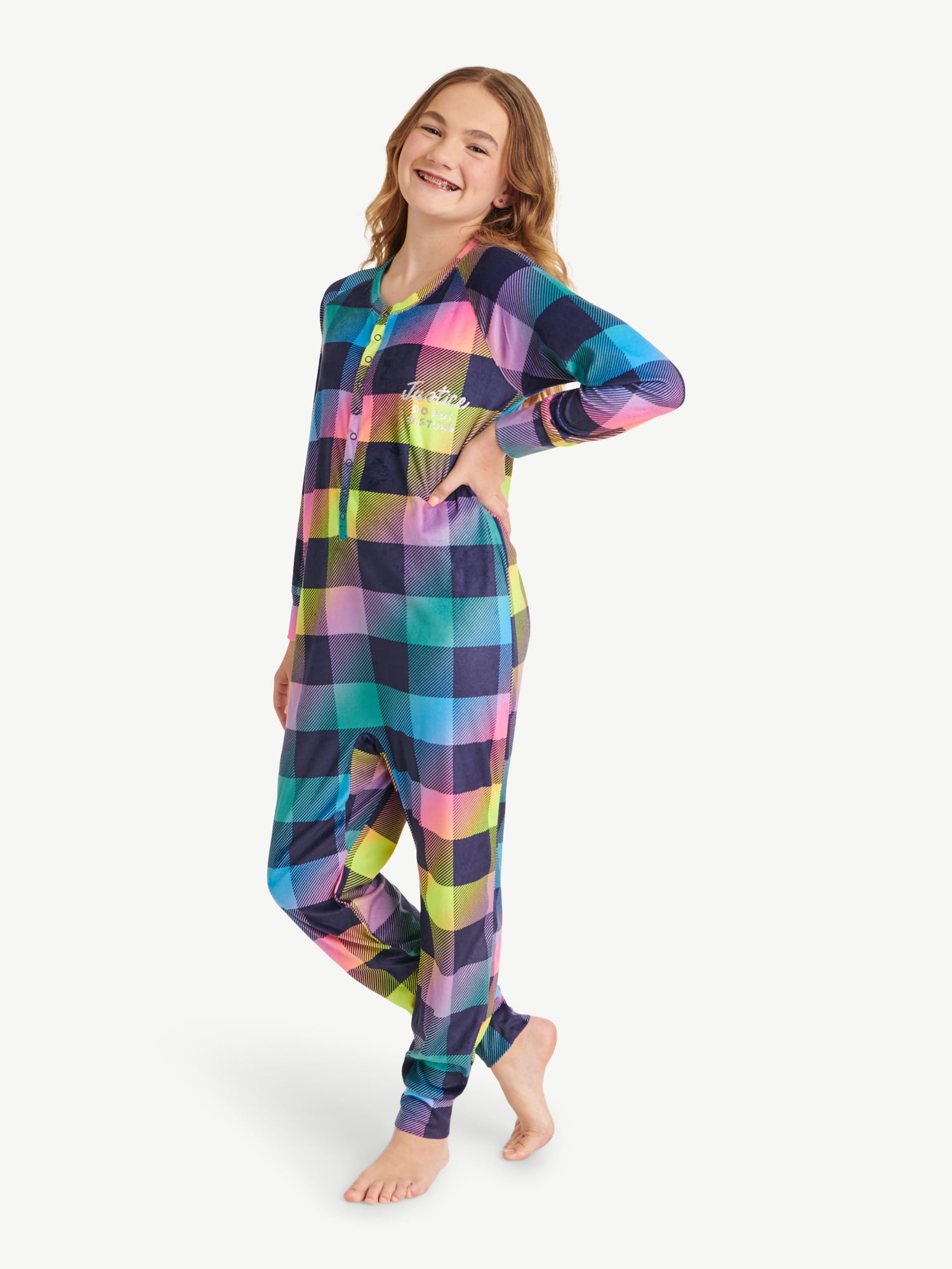 Dodge literally Luminance Justice Girls Button Front Onesie Sleepwear Pajama, Sizes 5-18 & Plus -  Walmart.com