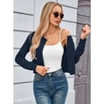 thumbnail image 3 of Chiclily Women's Long Sleeve Cropped Cardigan Casual Crew Neck Button Front Sweater Tops S-2XL, 3 of 8