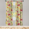 thumbnail image 3 of Ambesonne Spring Curtains, Flowers Butterfly Vintage, Pair of 28"x84", Pale Orange Grey Teal, 3 of 5