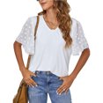 thumbnail image 1 of Camisa de manga corta acampanada con cuello en V para mujer, Top informal de verano para ocio, oficina y escuela, 1 of 5