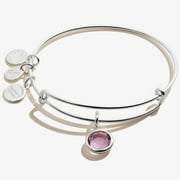 Alex and Ani Women's Swarovski Color Code Bangle June Light Amethyst Bracelet, Shiny Silver, Expandable