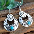 thumbnail image 2 of Boho Gemstone Turquoise Dangle Wedding Engagement Hooks Earrings Drop Jewelry, 2 of 3
