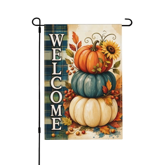 Garden Flag with Pumpkin and Sunflower Design, Outdoor Decor, 12x18 Inch