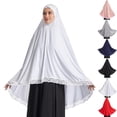 thumbnail image 2 of HAOTAGS Women's Milk Silk Solid Color Long Hijab Stretchy Muslim Head Scarf,Gray XL, 2 of 8