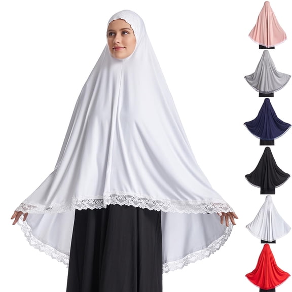 HAOTAGS Women's Milk Silk Solid Color Long Hijab Stretchy Muslim Head Scarf,White L
