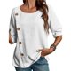thumbnail image 1 of Camiseta Informal Holgada de Corta con Cuello Redondo y Botones de Algodón y para Mujer, Estilo Formal y de Trabajo M, 1 of 7