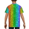 thumbnail image 5 of Wukai Glitter Rainbow Youth Unisex Short Sleeve T-Shirt for Boys, Girls, Teens, and Kids-Medium, 5 of 7