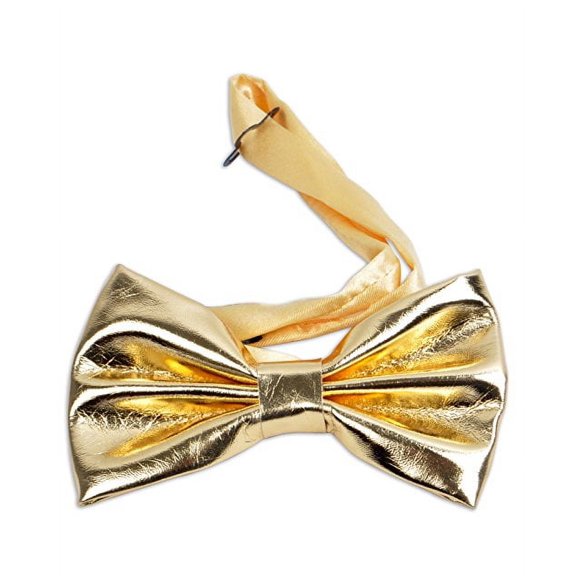 Men's Metallic Color Adjustable Banded Bow Tie (Gold)