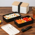 thumbnail image 2 of Wheat Straw Double-layer Lunch Box Japanese Bento Box Microwave Oven Outdoor Portable Lunch Box Student Lunch Box Style 3, 2 of 6