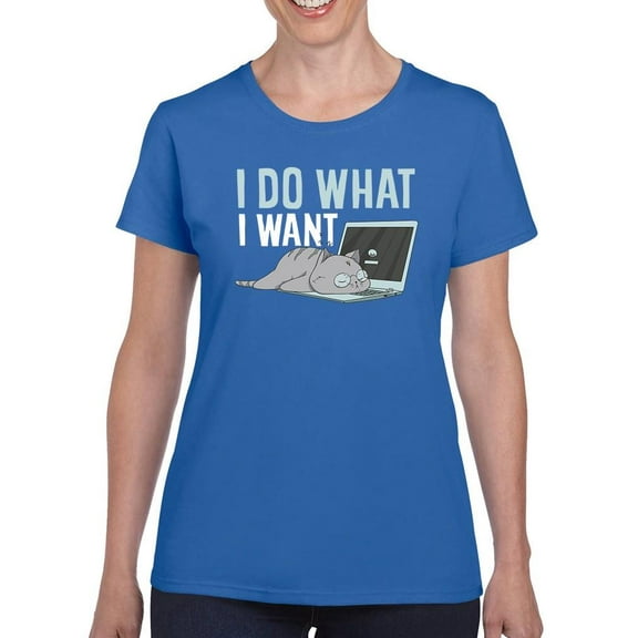 Sleeping Kitten I Do What I Want T-Shirt Women -Smartprints Designs, Female 4X-Large
