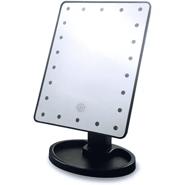 Espejo de Maquillaje Malubero Con Luz LED Rotación de 180 grados negro
