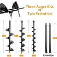 thumbnail image 2 of Jacgood 85CC Auger Post Hole Digger, 3KW Post Hole Auger Gas Powered with 3 Auger Drill Bits(4" & 8" & 12") + 2 Extension Rods (24" & 24")for Farm Garden Plant, 2 of 7