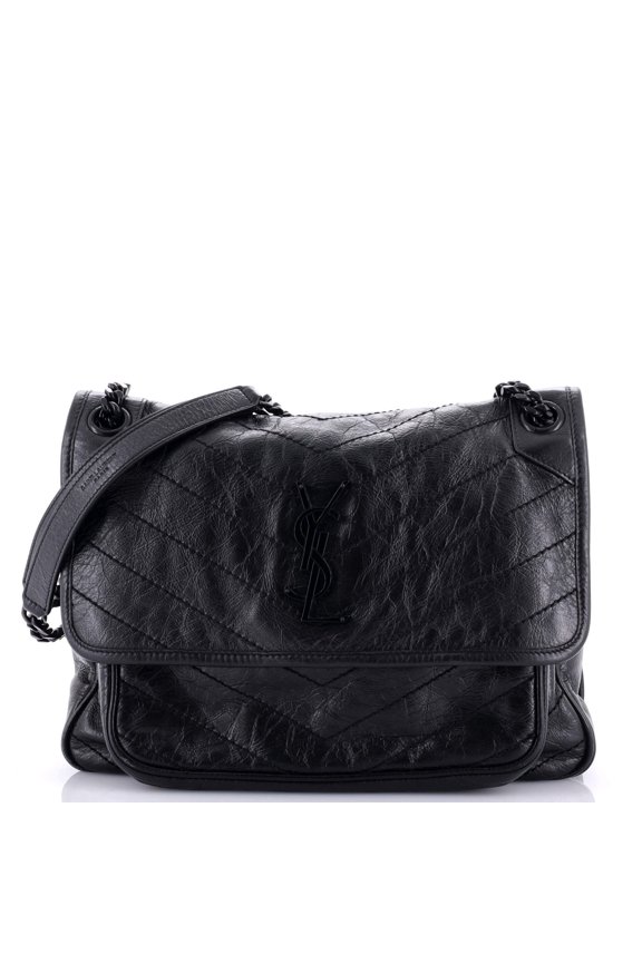 Pre-Owned Niki Chain Flap Bag Matelasse Chevron Leather Medium By Rebag