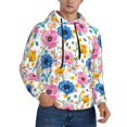 thumbnail image 2 of Naloa Rose Flowers Men's Casual Hooded Collar Drawstring Hoodies Pullover Sweatshirts Casual Long Sleeve Shirts-4X-Large, 2 of 7