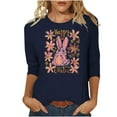 thumbnail image 2 of Fartey Plus Size Happy Easter Shirts for Women 2025 Trendy Crew Neck 3/4 Sleeve Tunic Tops Cute Bunny Printed Graphic Tees Dressy Casual Holiday Blouses Navy S-5XL, 2 of 6