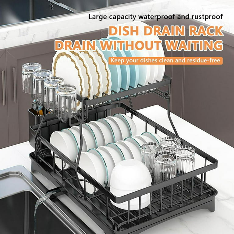 Dish Drying Rack, HERJOY Detachable 2 Tier Dish Rack and