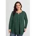 thumbnail image 2 of TIYOMI Plus Size Sparkly Tops For Women Long Sleeve Blouses Green Sequin Dressy Tunics Tops Swing Blouses Pleated Babydoll Loose Fit Fall Tunic XL 14W 16W, 2 of 7