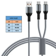 Yammee Double USB C Charger Cable Braided Nylon 66W Fast Charging for Smartphone Tablets