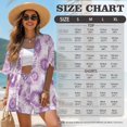 thumbnail image 7 of FKEKYI 2 Piece Short Set for Women Summer Outfits Tie-Dye Purple Print Beachwear Open Front Top Shirt & Shorts Casual Loungewear Breathable Resort Wear, L, 7 of 7