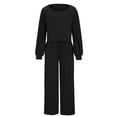 thumbnail image 3 of Aofany Women's 2 Piece Outfits Solid Sweatsuits Long Sleeve Pullover Sweatshirt Wide Leg Pants Tracksuit Set Lounge Set, 3 of 5