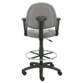 thumbnail image 3 of Boss Office Products Contoured Comfort Fabric Drafting Stool with Loop Arms in Gray, 3 of 7