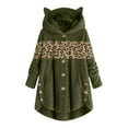 thumbnail image 2 of Puntoco Mujer Botón Felpa Tops Con Capucha Cárdigan Suelto Leopardo Patchwork Abrigo Chaqueta Liquidación Puntoco Puntoco-4266, 2 of 5