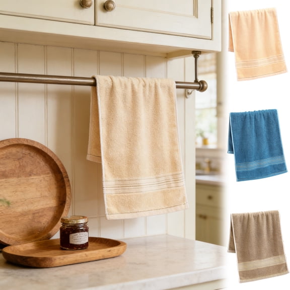 Kitchen Towels Set – Soft, Super Absorbent Cotton Dish and Tea Towels with Hanging Loop for Drying Dishes, Cleaning Counters and Everyday Cooking Tasks