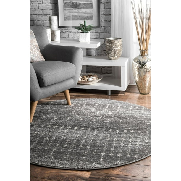 nuLOOM Moroccan Blythe Area Rug or Runner, Round 5', Dark Gray