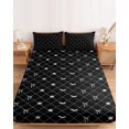 thumbnail image 2 of Cal.King Size Fitted Sheet Set - Black Halloween 3 Piece Bedding Sets 16" Deep Pocket Fitted Sheet with 2 Pillowcases, Checkered Bat Bow Brushed Microfiber Hotel Luxury Bed Sheets, 2 of 9