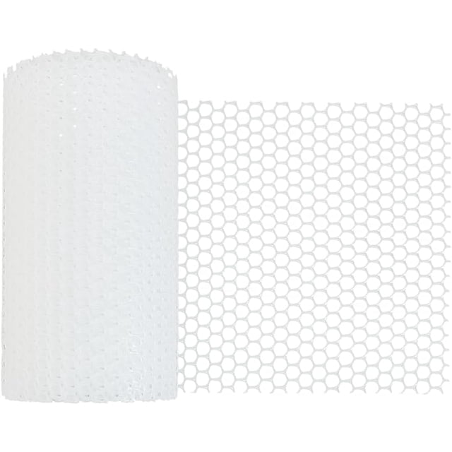 16.4Ftx8 Inch White Plastic Chicken Wire Fence Mesh Poultry Fencing with Cable Tie Protective Fence Net Fencing Wire Plastic Mesh Anti-Fall Net for Gardening Floral Chicken Netting