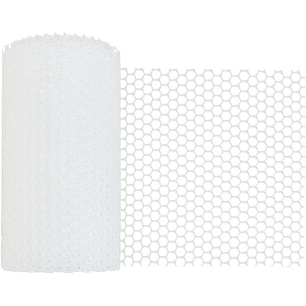 Malla de alambre para gallinero de plástico blanco de 5 m x 20 cm (16.4 pies x 8 pulgadas) con bridas protectoras y sistema anticaídas.