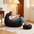 thumbnail image 4 of JJBV Inflatable With Flocking Comfortable Adult Inflatable Vinyl Folding Recliner/air Mattress With Footstool And Air Suitable For Indoor And Outdoor Living, 4 of 6
