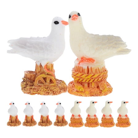 FUEENIRVA Resin Seagull Figurine Multi Color for Home and Garden Decoration 10Pcs