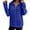Blue, variant on Womens Sweatshirts Half-Zip Polo Collar Pullover Hoodless Sweatshirt Solid Color Long Sleeve Kangaroo Pocket Pleasure Sportswear