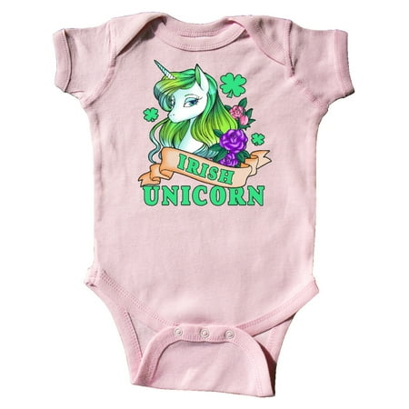 

Inktastic St Patricks Day Irish Unicorn Illustration with Shamrocks Gift Baby Boy or Baby Girl Bodysuit